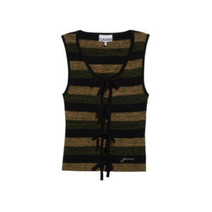 Stripe Tie Front Merino Wool Sweater