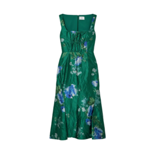 Floral Crinkled-Satin Midi Dress